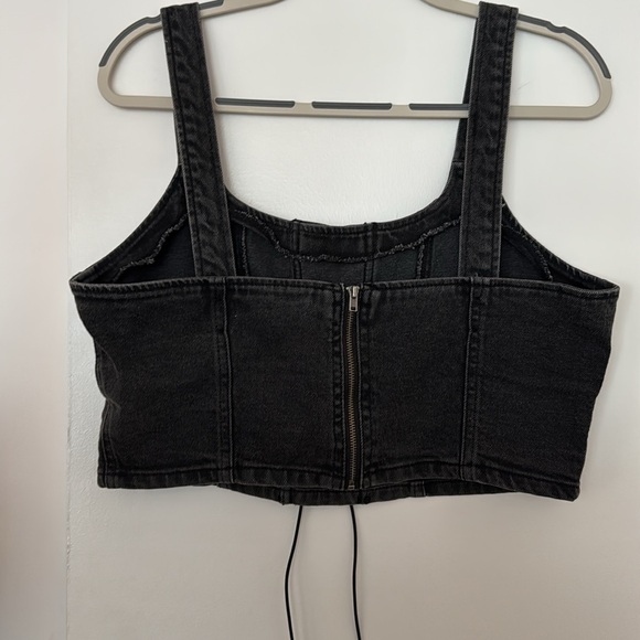 Black Denim Crop Top - Picture 2 of 2